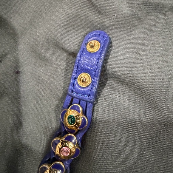 Blue Braided Flower Bracelet with Multicolor Stones - Picture 4 of 9